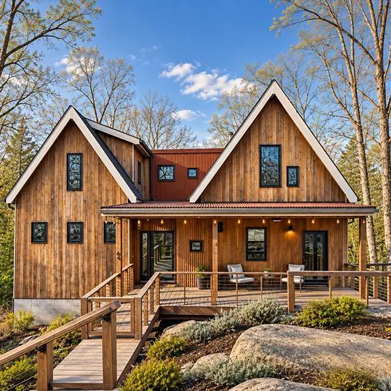 Deck and stairs on a mountain home